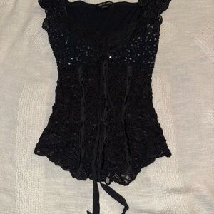 Ann Ferriday Black Lace Detail Top